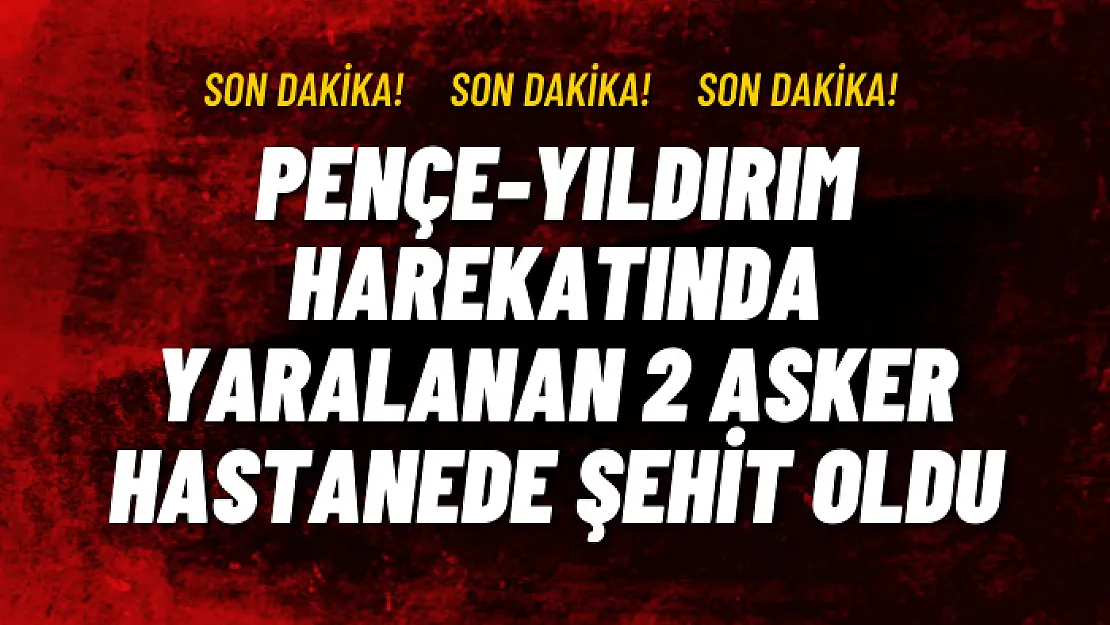 Pençe-Yıldırım harekatında yaralanan 2 asker hastanede şehit oldu