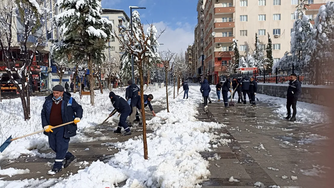 Siirt Belediye Ekipleri Kar Küreme ve  Tuzlama Çalışması Yapıyor