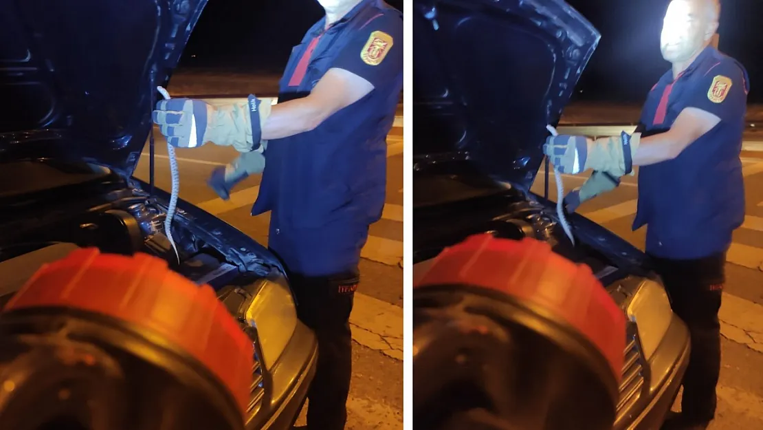 Siirt Çevre Yolu'nda Araç Kaputuna Giren Yılan Paniğe Neden Oldu