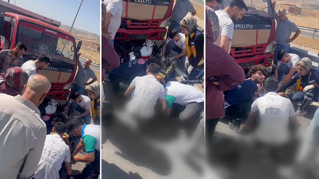 Siirt Çevre Yolunda Korkutan Kaza: Motosiklet Kamyon Altında Kaldı, 1 Kişi Yaralandı