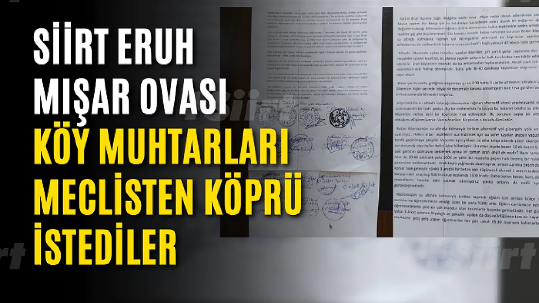 Siirt Eruh Mışar Ovası Köy Muhtarları Meclisten Köprü İstediler