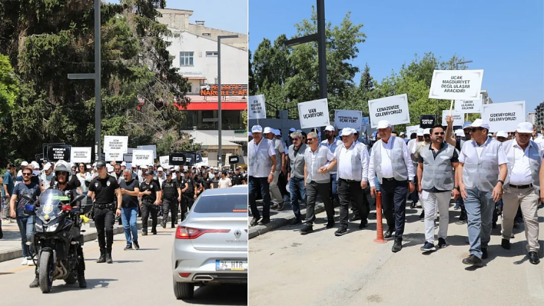 Siirt'in yapamadığını Van yaptı! Yürüyüş düzenleyerek uçak sorunu protesto ettiler