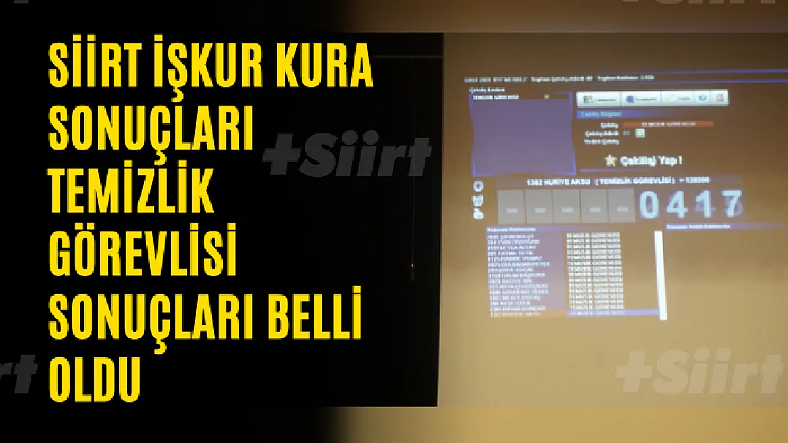 Siirt İŞKUR Kura Sonuçları Temizlik Görevlisi Sonuçları Belli Oldu