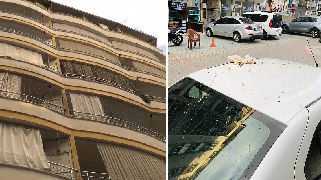 Siirt'te Çağdışı Davranış! Apartmandan Atılan Çöp Araca Zarar Verdi