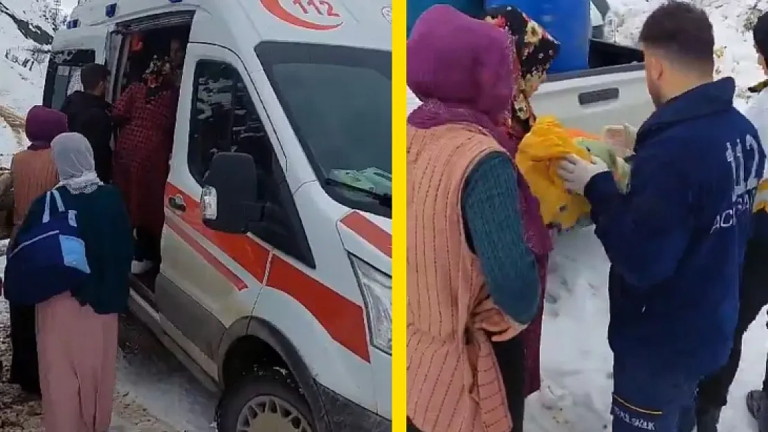 Siirt'te kar nedeniyle yolu kapanan köyde rahatsızlanan 40 günlük bebek kurtarıldı