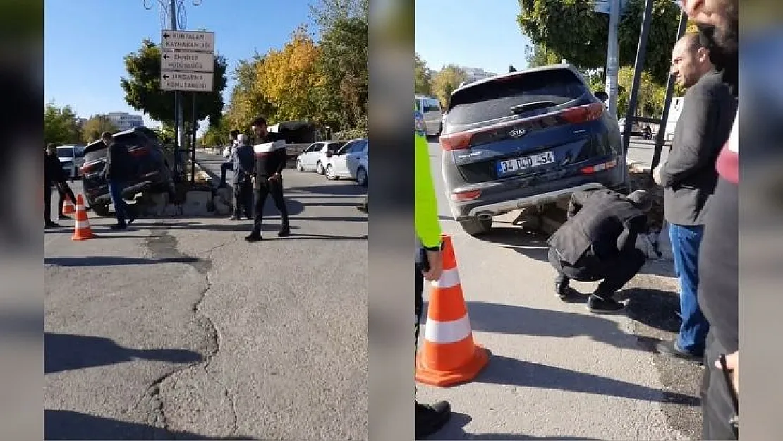 Siirt'te kontrolden çıkan araç refüje daldı