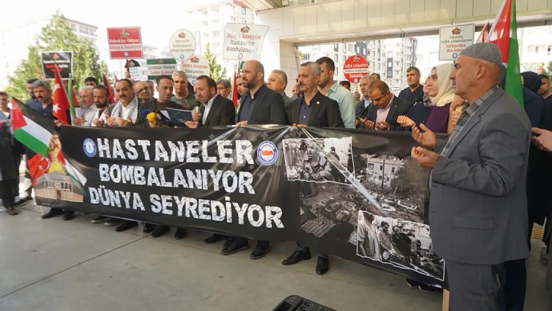 Siirt'te Sağlık Çalışanları İsrail'in Filistin'e Yönelik Saldırılarını Protesto Etti