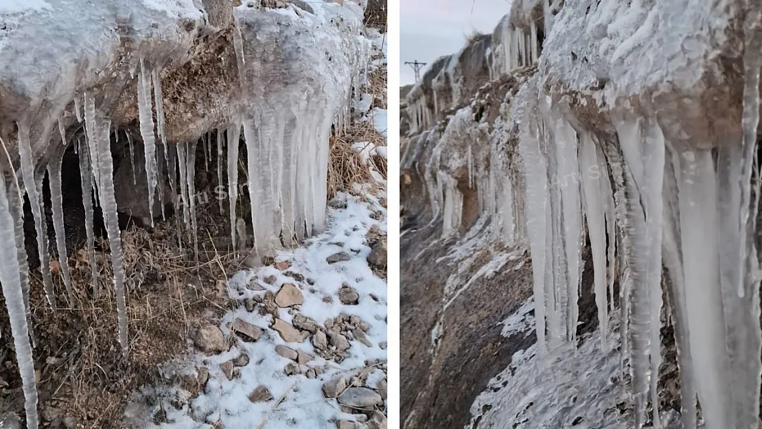 Siirt'te Şiddetli Soğuk: Dev Buz Sarkıtları Oluştu