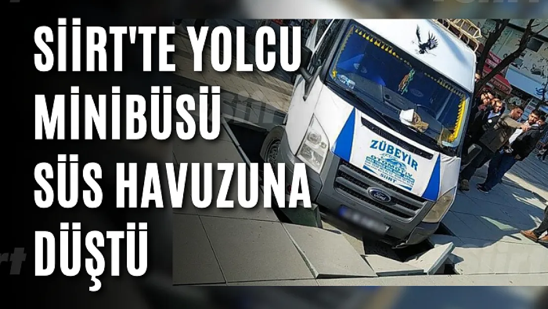 Siirt'te Yolcu Minibüsü Süs Havuzuna Düştü