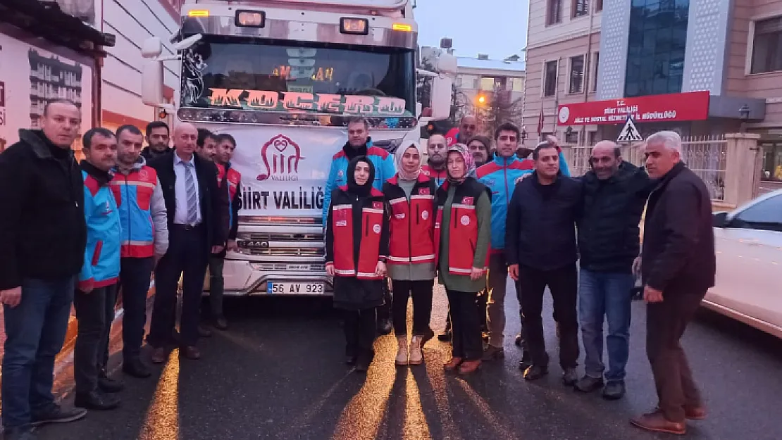 Siirt'ten 23 tır daha deprem bölgesine uğurlandı