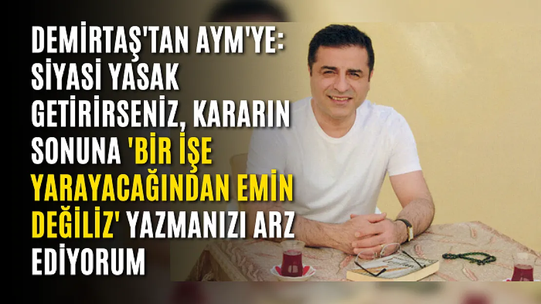 Demirtaş'tan AYM'ye: Siyasi yasak getirirseniz, kararın sonuna 'Bir işe yarayacağından emin değiliz' yazmanızı arz ediyorum