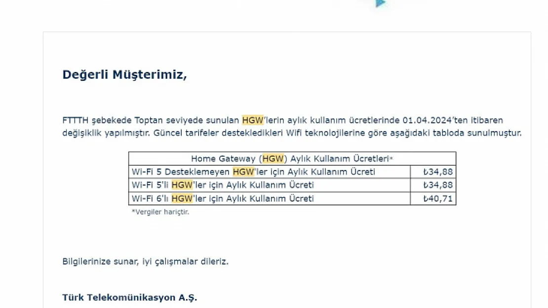 Türk Telekom Modem Kiralarına Zam Yaptı