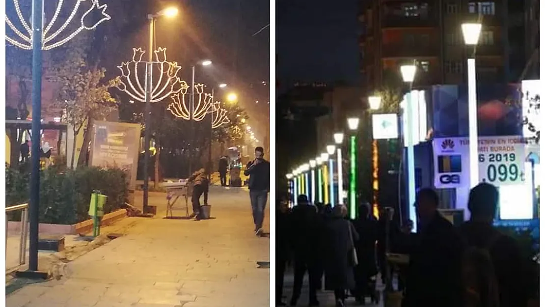 Güres Caddesi'ndeki Aydınlatma Direklerine Sosyal Medyada Tepki