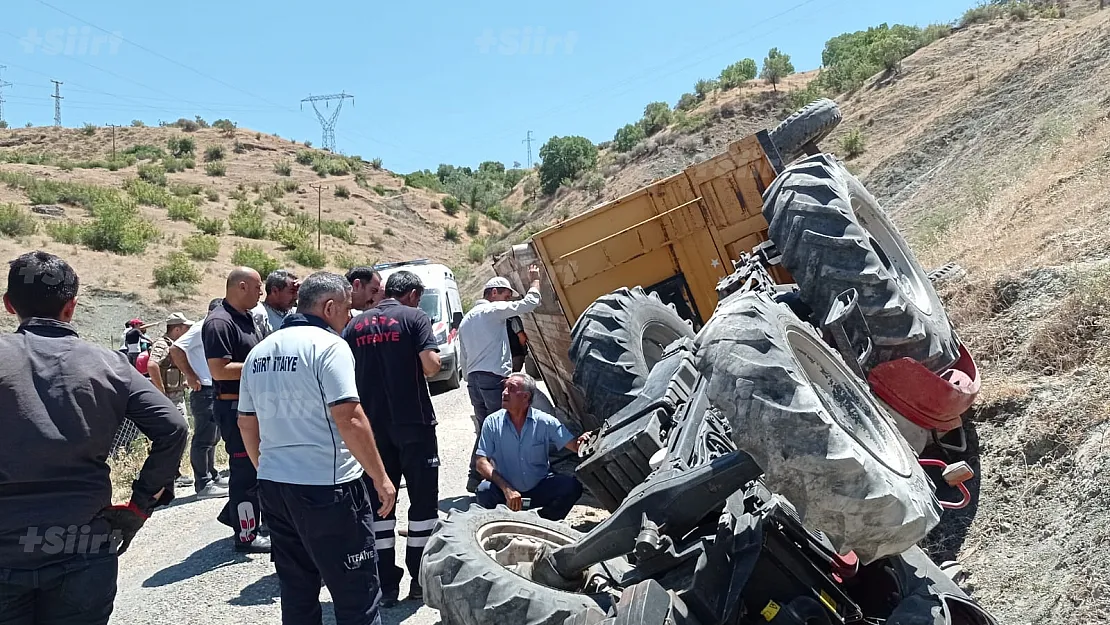 Siirt'te devrilen traktörün altında kalan çiftçi ağır yaralandı