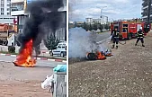 Siirt'te Motosiklet Alev Alev Yandı! O Anlar Kameraya Böyle Yansıdı