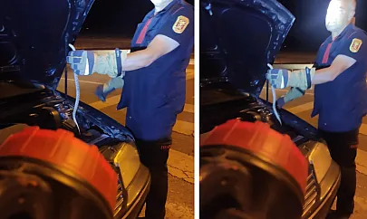 Siirt Çevre Yolu'nda Araç Kaputuna Giren Yılan Paniğe Neden Oldu