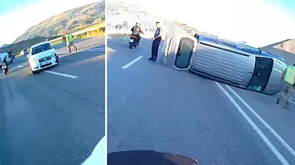 Siirt'te İki Araç Çarpıştı: Bir Araç Yan Yattı
