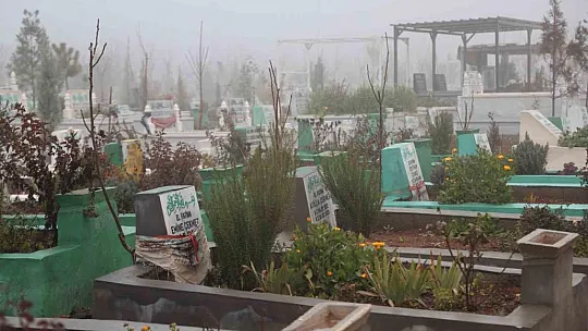 Diyarbakır'da depremde hayatını kaybedenlerin mezarlarına karanfil bırakıldı