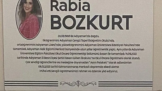 Öğretmen Rabia Bozkurt'un ismi yaşatılacak