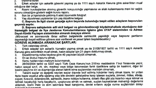 Tillo'da Güvenlik Korucusu Alımı Yapılacak