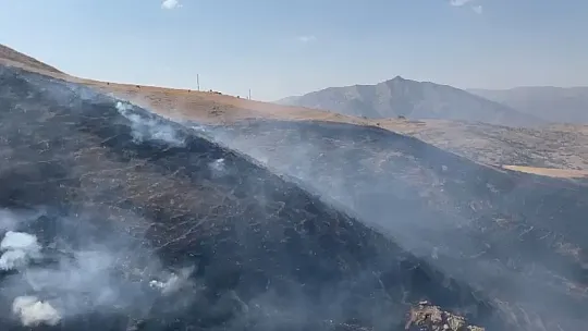 Siirt'in Pervari İlçesinde Otluk Alanda Çıkan Yangını Söndürme Çalışmaları Başladı