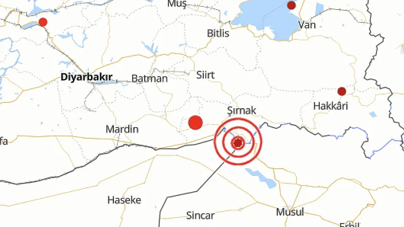 Komşu İlimiz Şırnak Yine Sallandı: Ovaköy-Silopi'de 3.9 Büyüklüğünde Deprem