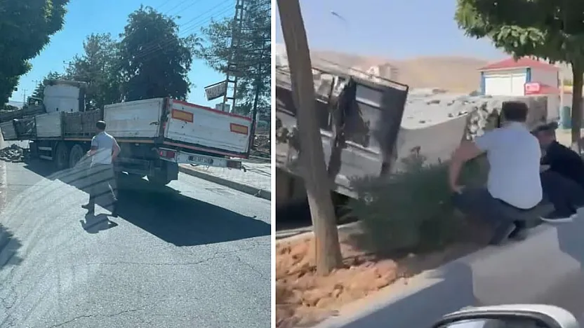 Kurtalan'da Seyir Halindeki TIR'ın Dorsesi Çöktü, Parkeler Yola Savruldu