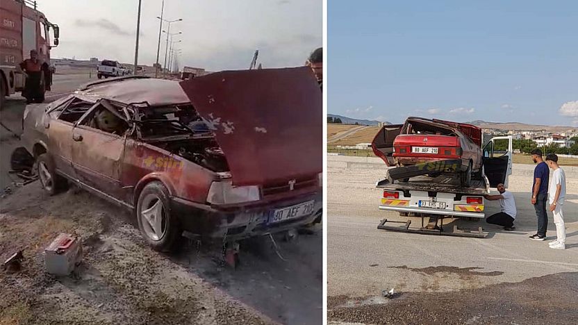 Siirt'te Takla Atan Araç Alev Aldı: Sürücü Yaralandı