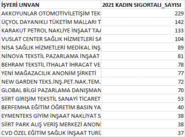 Siirt'te En Çok Sigortalı Personel Çalıştıran Firmalar Belli Oldu! 34 Milyon Ödeyen Firma Var
