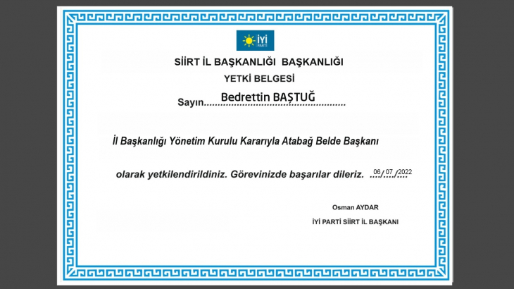 İYİ Parti Siirt'te Teşkilatlanmasını Sürdürüyor! Atabağ Belde Başkanlığına O İsim Getirildi