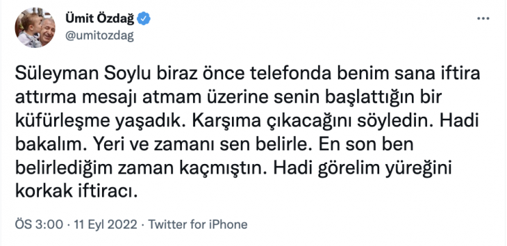 'Süleyman Soylu ile telefonda küfürleştik' diyen Ümit Özdağ meydan okudu!