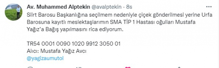 Yeni Seçilen Siirt Baro Başkanından Alkışlanacak Hareket!