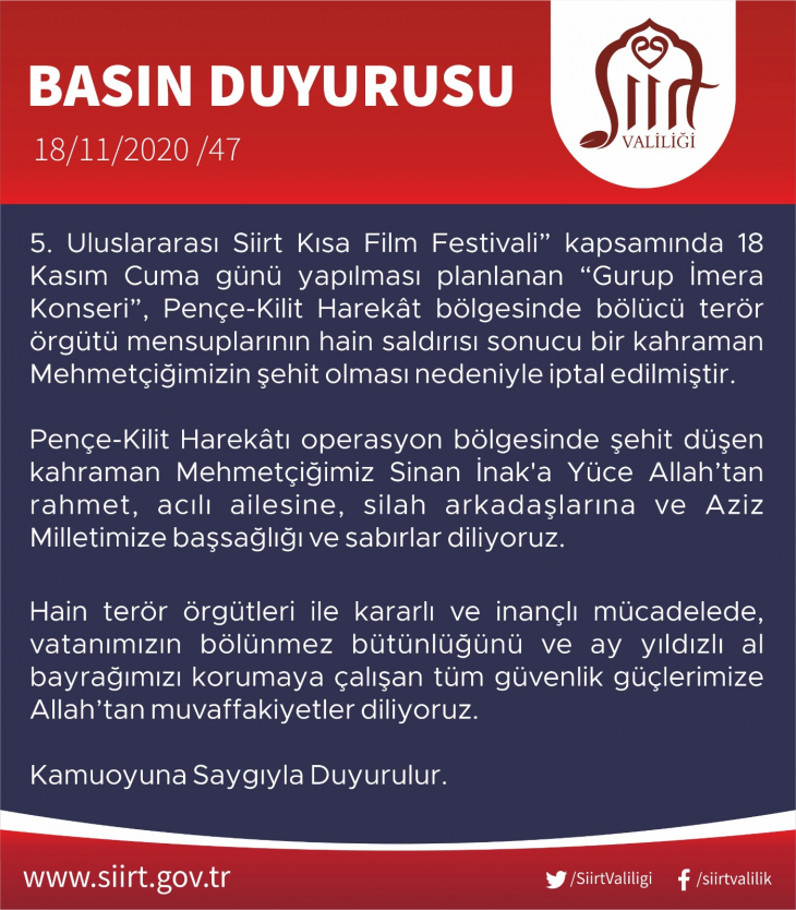 Valilik Haberi Duyurdu! Siirt'te Düzenlenecek Konser İptal Edildi!