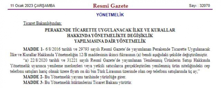 Karar Resmi Gazete'de! 12 bin liranın üzerindeki cep telefonları 3 taksitle alınabilecek