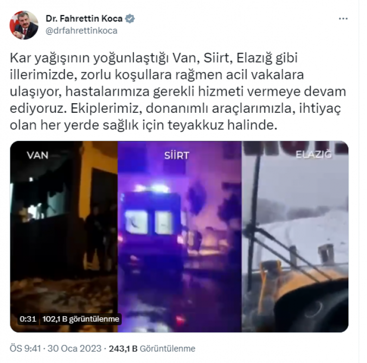 Bakan Koca Siirt'teki Sağlık Çalışılanları Paylaştı!