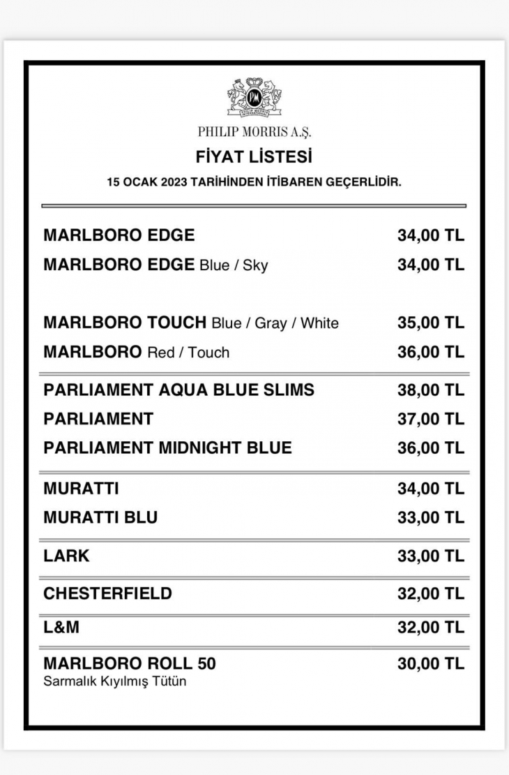Parliament, Muratti, Lark sigara fiyatlarına indirim! İşte yeni fiyatlar