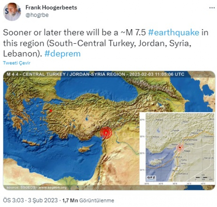 'Deprem Kahini' Frank Hoogerbeets, Kahramanmaraş depremini 3 gün önce bildi