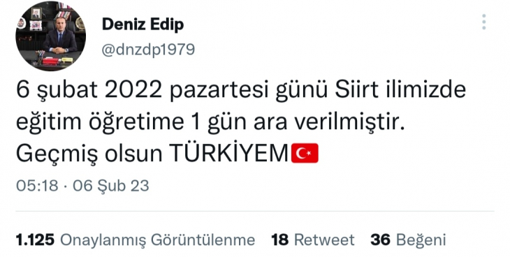 Siirt'te Deprem Nedeniyle Eğitime 1 Gün Ara Verildi