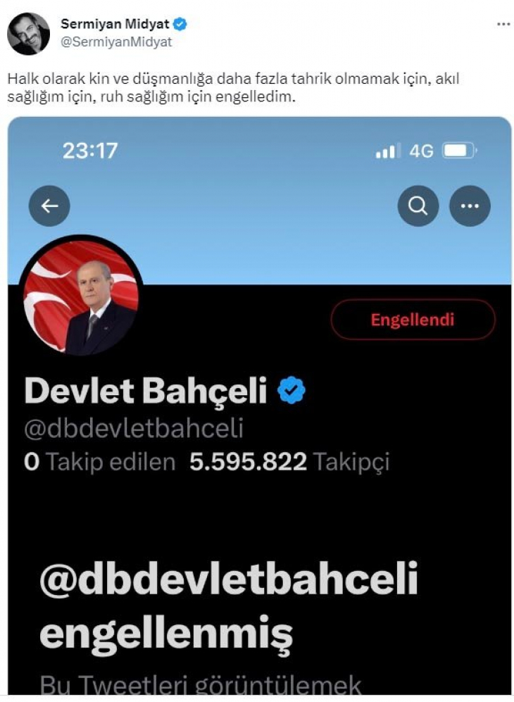 Sermiyan Midyat, Bahçeli'yi engelledi: Akıl sağlığım için