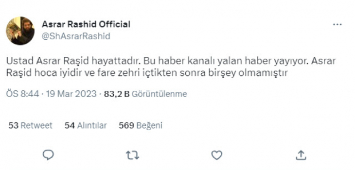 Hadisin doğruluğunu ispatlamak isteyerek fare zehrini kafasına diken Şeyh Raşid'in öldüğü iddia edildi! İşin aslı ortaya çıktı