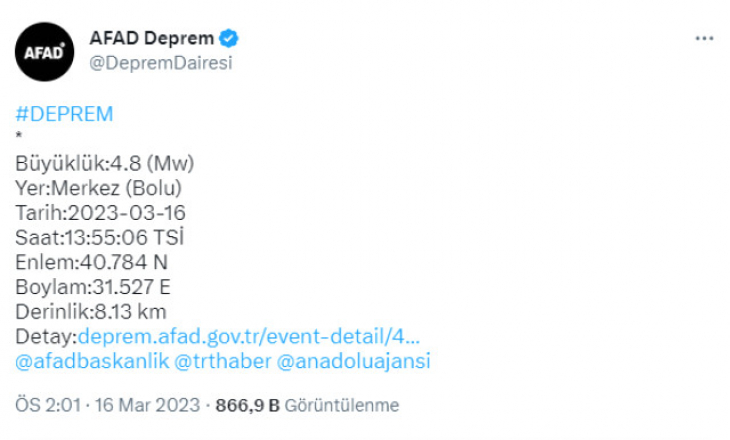 Irak'ın Halepçe kentinde 5.1 büyüklüğünde deprem meydana geldi