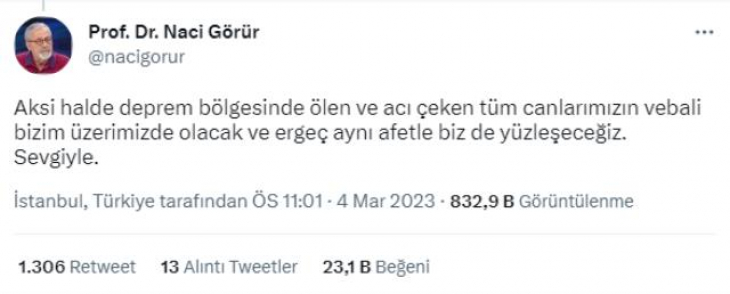 Deprem Uzmanı Naci Görür'den Seçim Tavsiyesi: Depremle ilgili projelerinden tatmin olmadığınız hiçbir partiye oy vermeyin