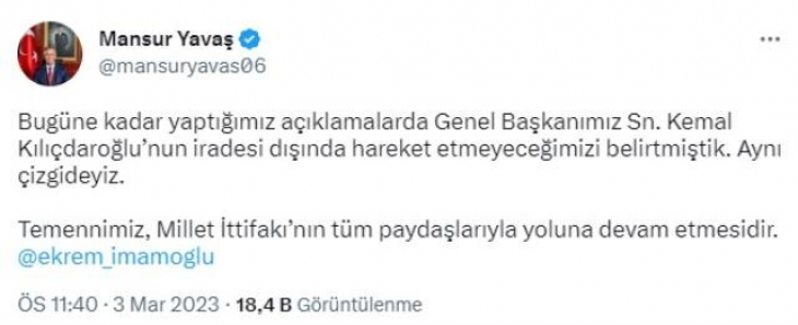 Son Dakika! İmamoğlu ve Yavaş Kime Destek Verdiğini Açıkladı!