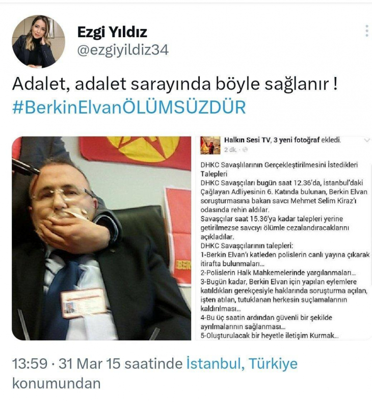 İBB personelinin şehit savcı Kiraz hakkındaki paylaşımına 13 yıl hapis cezası