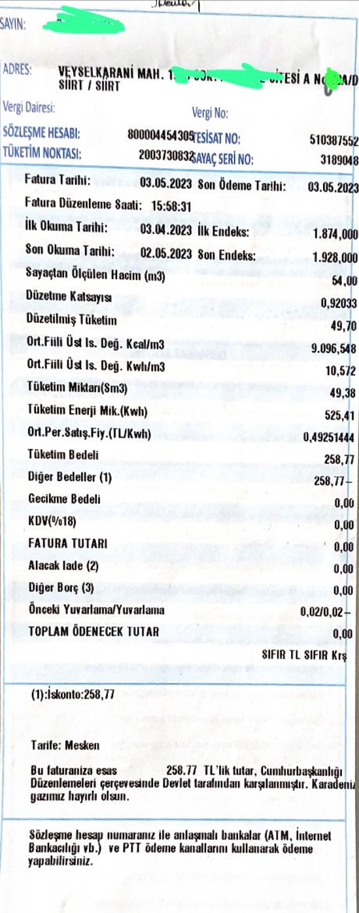 Siirt'te Vatandaşların Doğalgaz Faturaları '0' TL Gelmeye Başladı