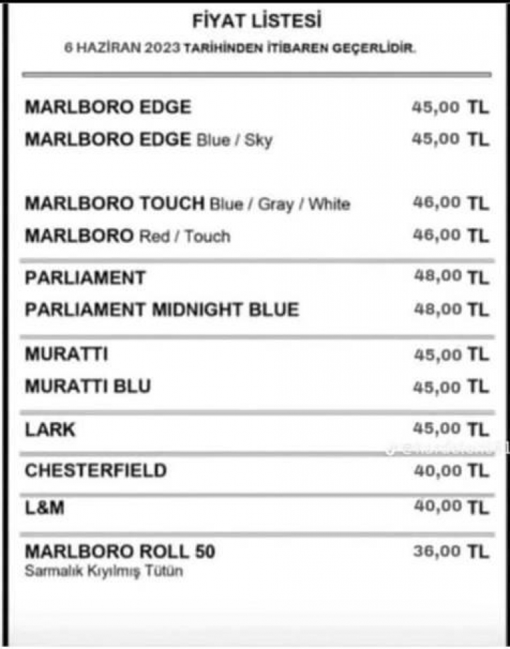 Parliament Muratti Malboro Lark Fiyatlarına Dev Zam Geldi!