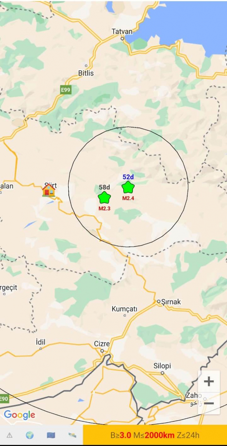 Siirt'te 5 Dakika Arayla Üst Üste 2 Deprem