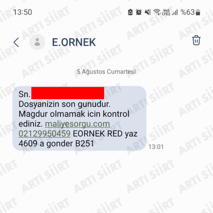 Siirt Halkı Dikkat! Telefonunuza Gelen O Mesaja Sakın Tıklamayın!