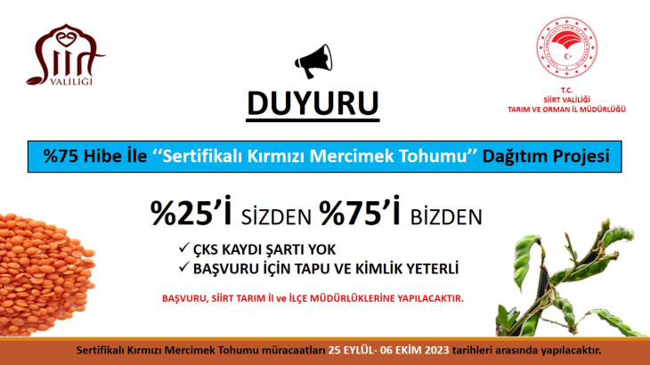 Siirt'te Çiftçilere Büyük Destek: 8 milyon 660 Bin lira Tohum Desteği Sağlanacak