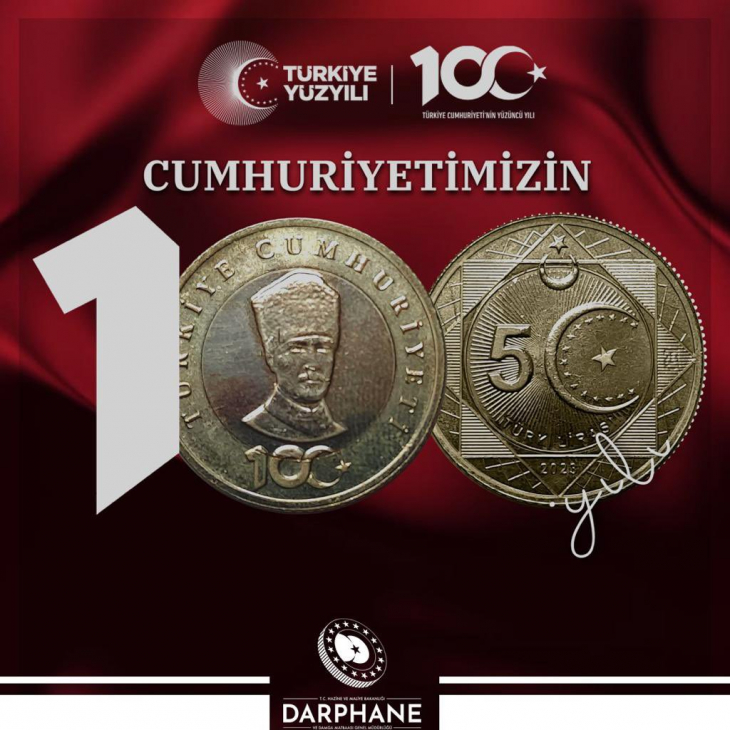 Cumhuriyet'in 100. yılına özel üretti! 5 liralık madeni hatıra parası